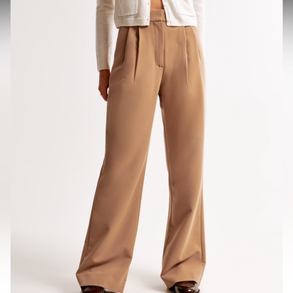 Abercrombie & Fitch Wide Leg Trousers in Camel